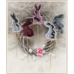 Stickserie - ITH blumige Osterhasen Stecker